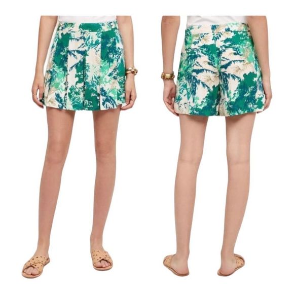 Elevenses Tropical Print Floral Skort Coulotte Anthropologie sz 10 - Picture 1 of 9